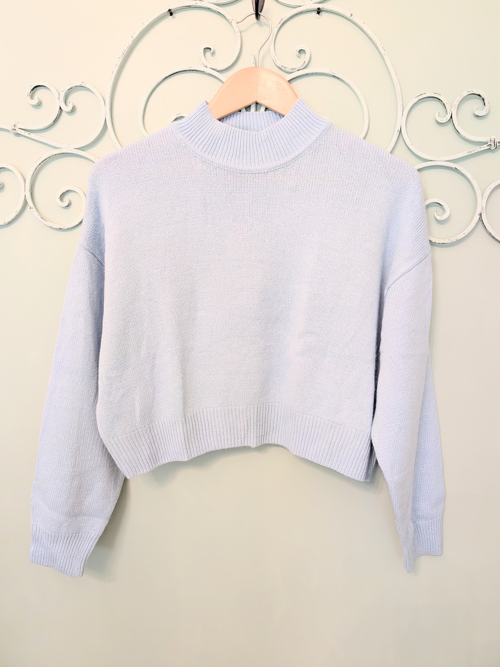 Divided Baby Blue Crop Sweater